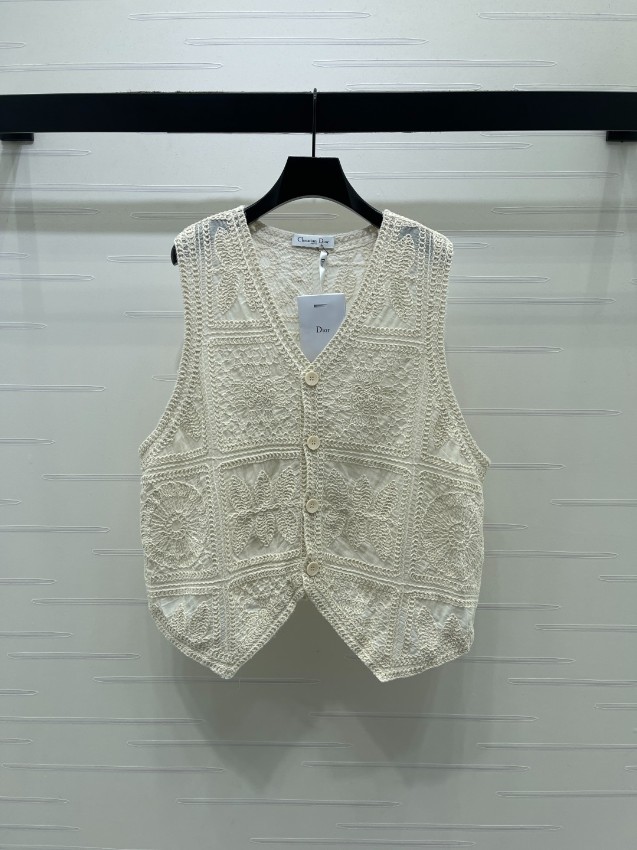 ディオール 本物級コピー レースニットベスト フローラル編みデザイン 通気_1