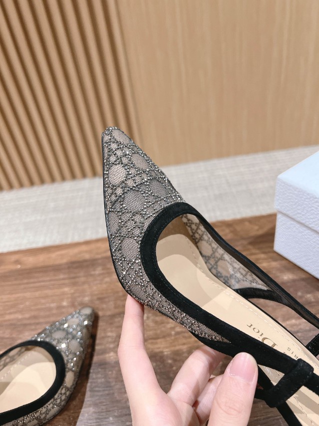 ディオール 本物級コピー スリングバックパンプス チュール刺繍ポインテッドトゥデザイン 口コミ多数_5