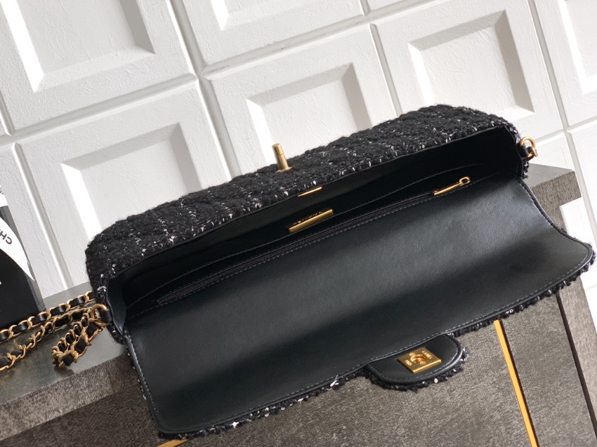 シャネル ブランド コピー ツイードチェーンショルダーバッグ ブラック ハンドル付き 上質感 新作_4