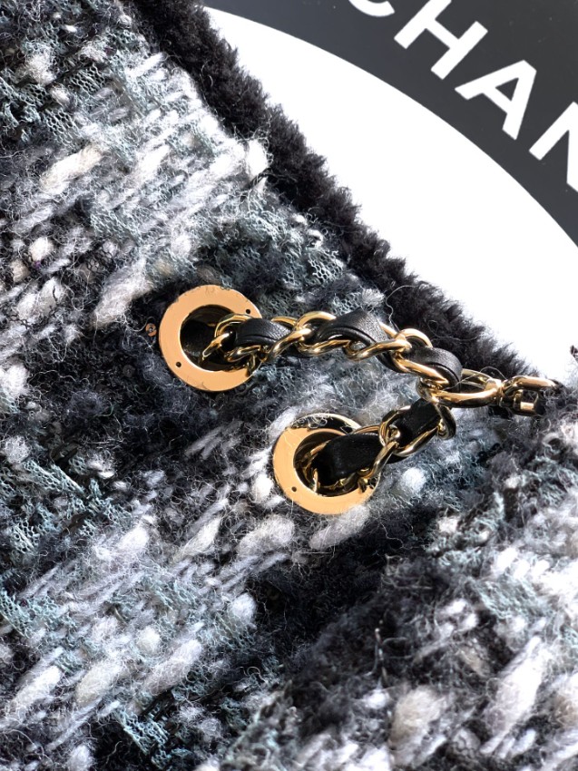 シャネル n級 ツイードチェーンショルダーバッグ モノトーン配色 フラップデザイン 高評価_6