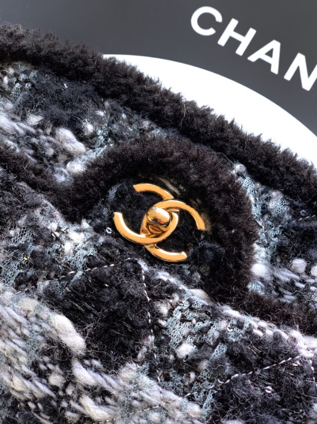 シャネル n級 ツイードチェーンショルダーバッグ モノトーン配色 フラップデザイン 高評価_7