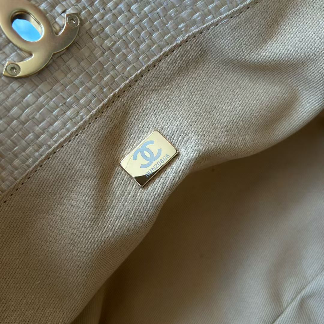 シャネル ハイブランド トートバッグ ラフィア調 大容量チェーンデザイン 精密ディテール_6