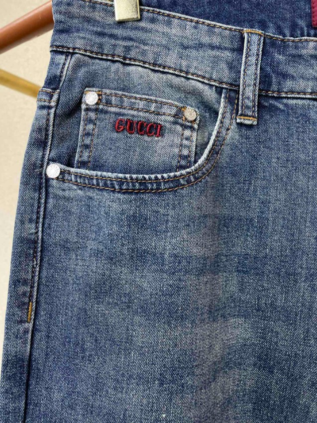 グッチ ハイブランド デニムパンツ スリムストレートシルエット ヴィンテージ加工 快適な着心地 高品質_4