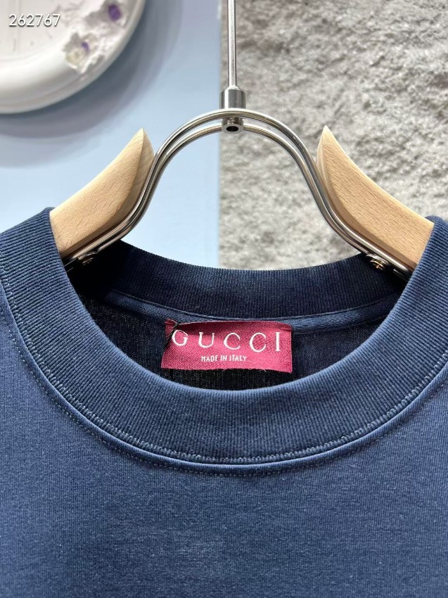 グッチ スーパーコピー Tシャツ ミニGGロゴ刺繍 クルーネックシンプル設計 男女兼用 高品質_4