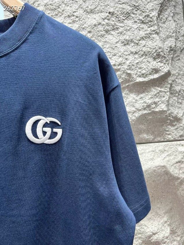 グッチ スーパーコピー Tシャツ ミニGGロゴ刺繍 クルーネックシンプル設計 男女兼用 高品質_3