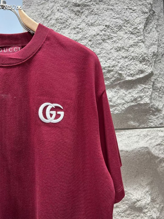 グッチ ブランド コピー Tシャツ ミニGGロゴ刺繍 クルーネックシンプル設計 夏服 高品質_6