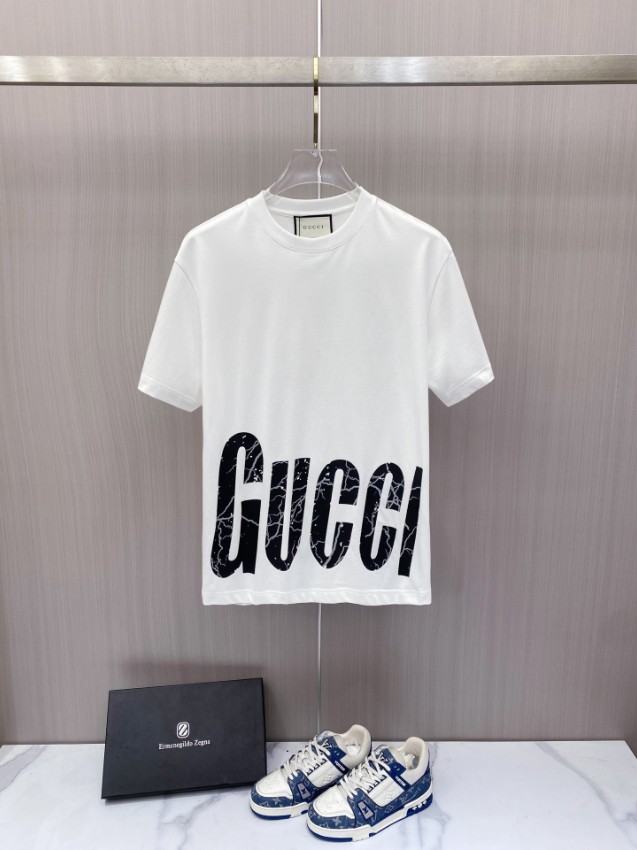 グッチ ハイブランド Tシャツ ビッグロゴプリント クルーネックシンプル設計 通気仕様 高評価モデル_1