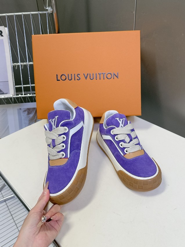 ルイヴィトン n級 スエードスニーカー カラーブロックデザイン 個性派スタイル 激安_3