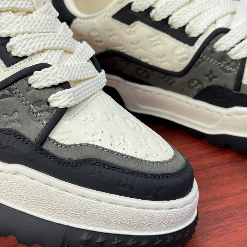 ルイヴィトン 格安 スニーカー 厚底デザイン モノグラム型押し ストリートスタイル 精密ディテール_4