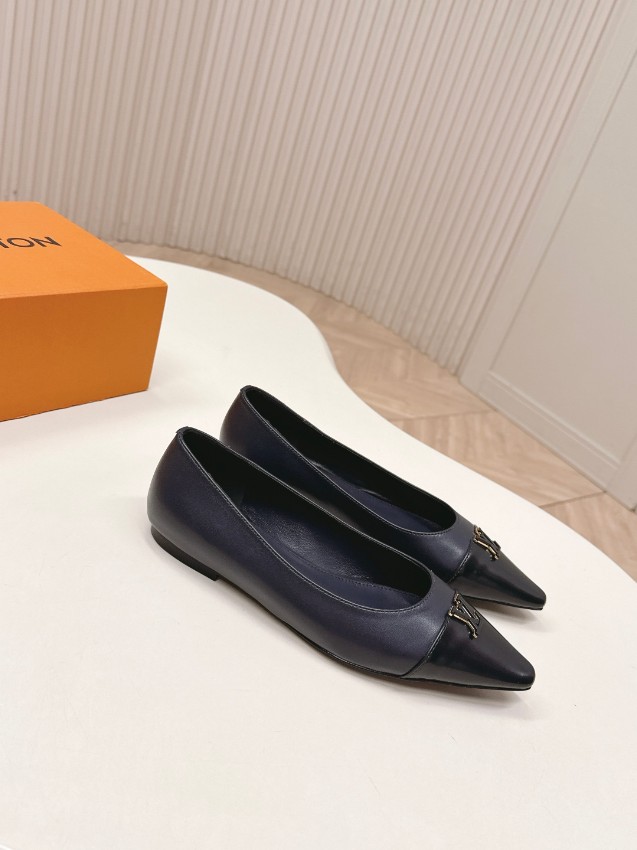 ルイヴィトン ハイブランド フラットパンプス ポインテッドトゥ レザー仕上げ ミニマル設計 安心サイト_2