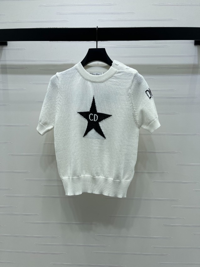 ディオール スーパーコピー ニットTシャツ 半袖スターデザイン 通気 肌触り良好 丁寧な縫製_2