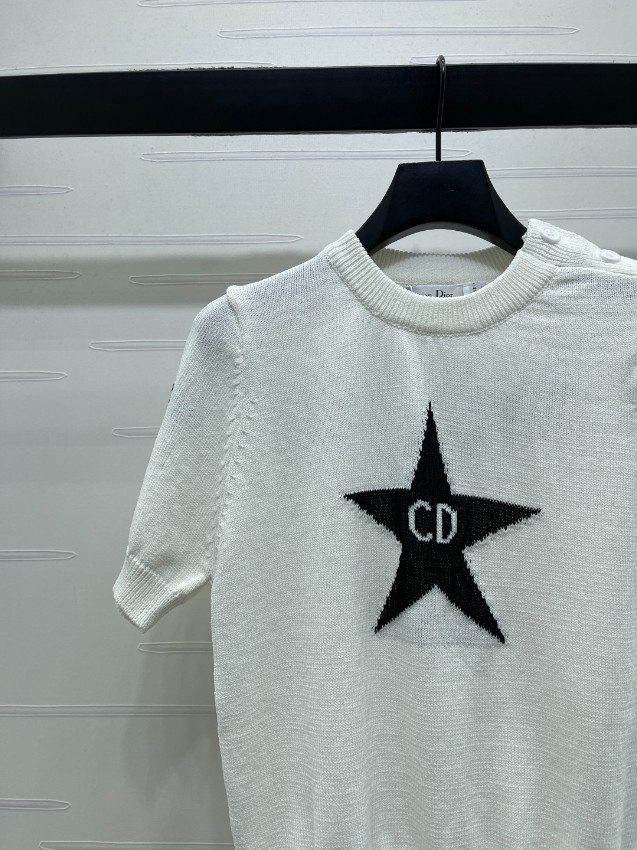 ディオール スーパーコピー ニットTシャツ 半袖スターデザイン 通気 肌触り良好 丁寧な縫製_4