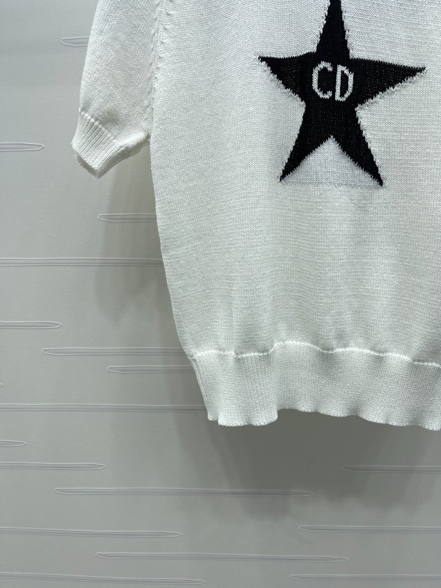 ディオール スーパーコピー ニットTシャツ 半袖スターデザイン 通気 肌触り良好 丁寧な縫製_5
