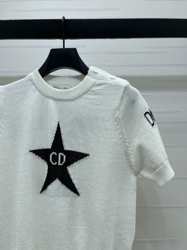 ディオール スーパーコピー ニットTシャツ 半袖スターデザイン 通気 肌触り良好 丁寧な縫製_6