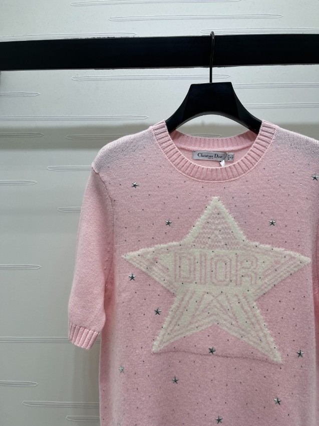 ディオール ブランド コピー ニットトップス 半袖スターモチーフ 通気 肌触り良好 上質感_3