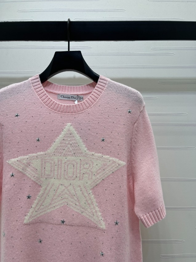 ディオール ブランド コピー ニットトップス 半袖スターモチーフ 通気 肌触り良好 上質感_5