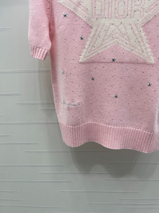 ディオール ブランド コピー ニットトップス 半袖スターモチーフ 通気 肌触り良好 上質感_4