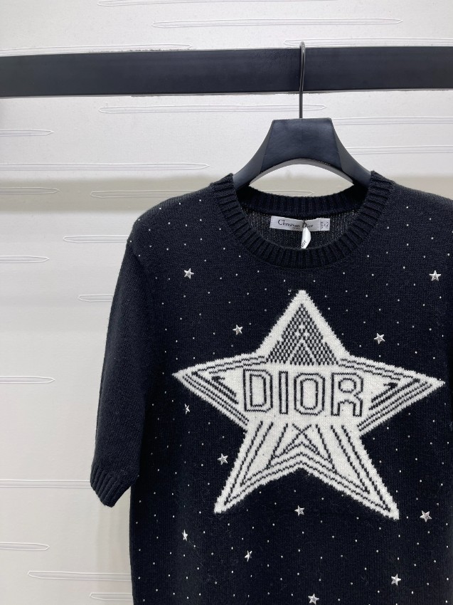 ディオール n級 ニットトップス 半袖スターデザイン 通気 肌触り良好 高再現度_5