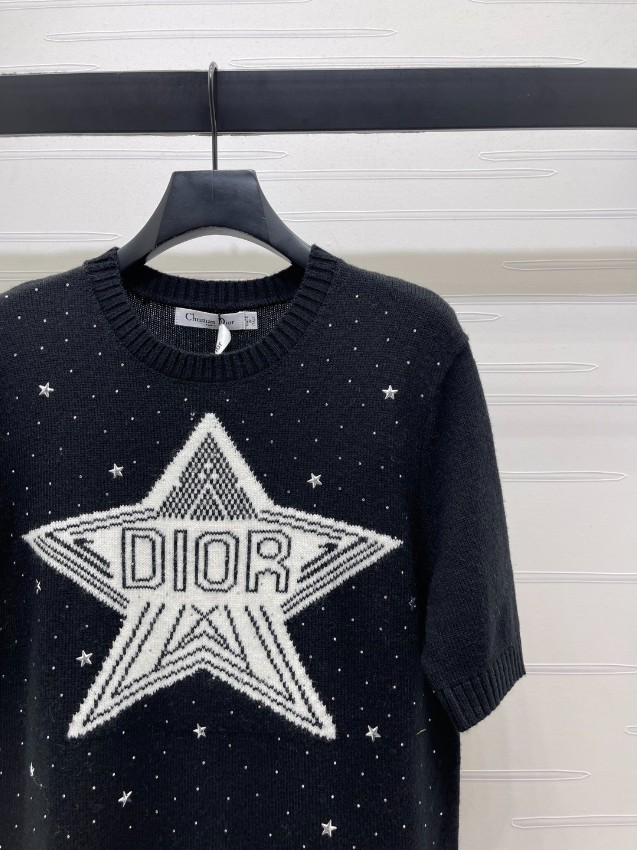 ディオール n級 ニットトップス 半袖スターデザイン 通気 肌触り良好 高再現度_4