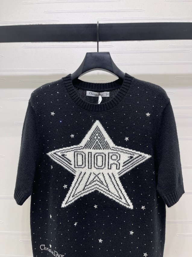 ディオール n級 ニットトップス 半袖スターデザイン 通気 肌触り良好 高再現度_2