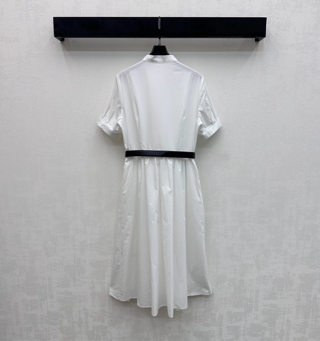 ディオール ブランド コピー シャツワンピース 半袖フリルデザイン ウエストベルト付き 精密ディテール_2