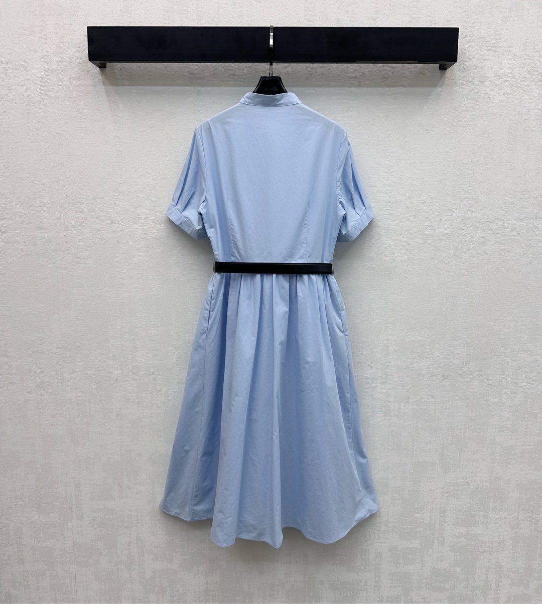 ディオール n級 シャツワンピース 半袖フリルデザイン ウエストベルト付き 発送保証_1