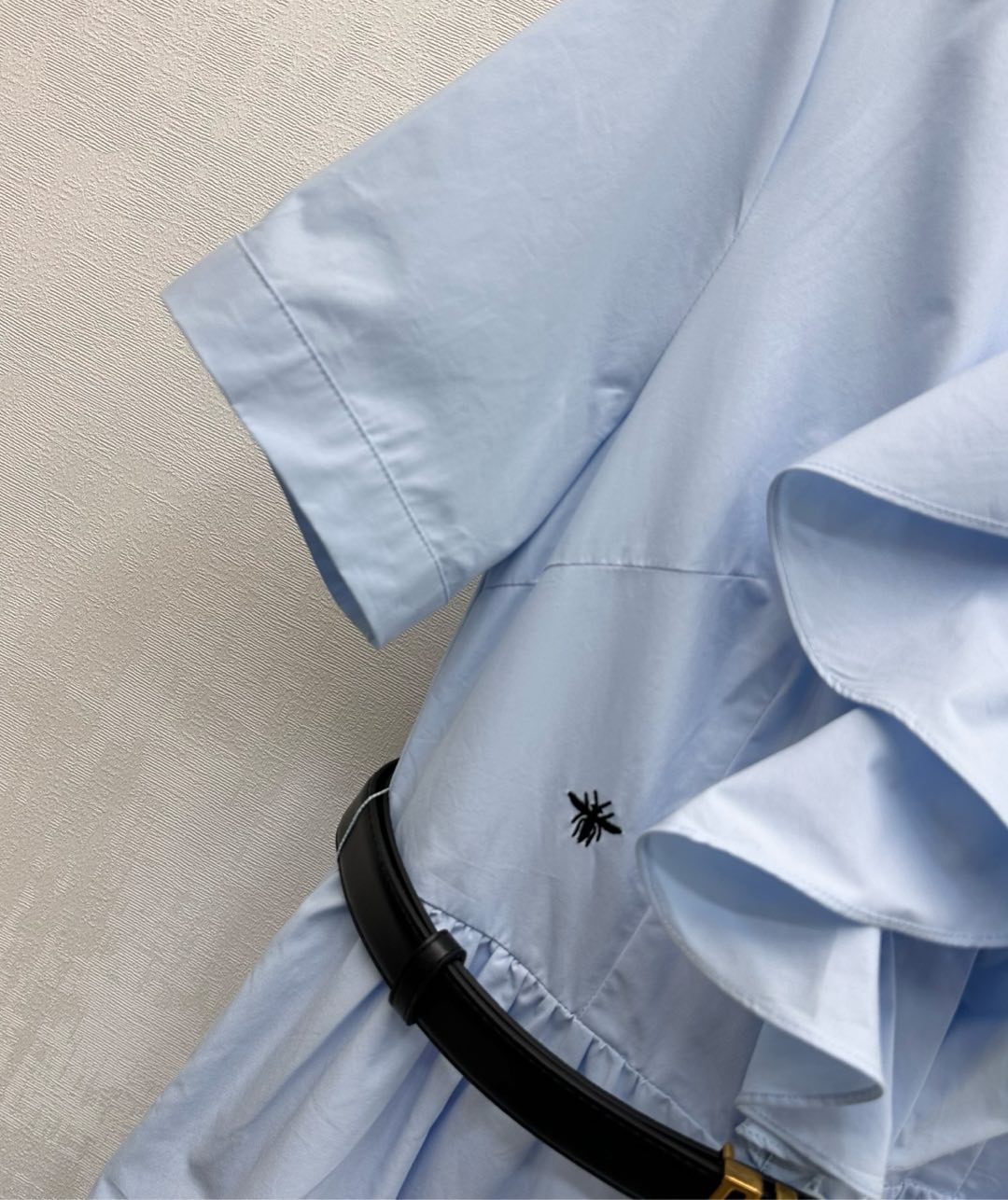 ディオール n級 シャツワンピース 半袖フリルデザイン ウエストベルト付き 発送保証_4