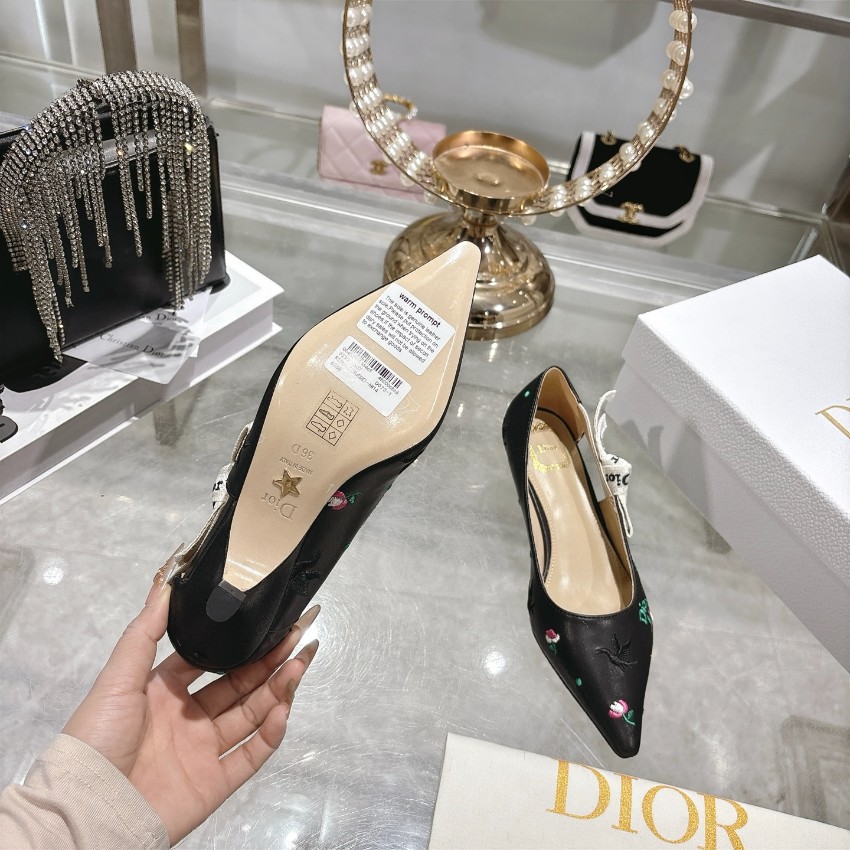 ディオール 本物級コピー 刺繍ポインテッドパンプス スリングバック仕様 丁寧な縫製_8