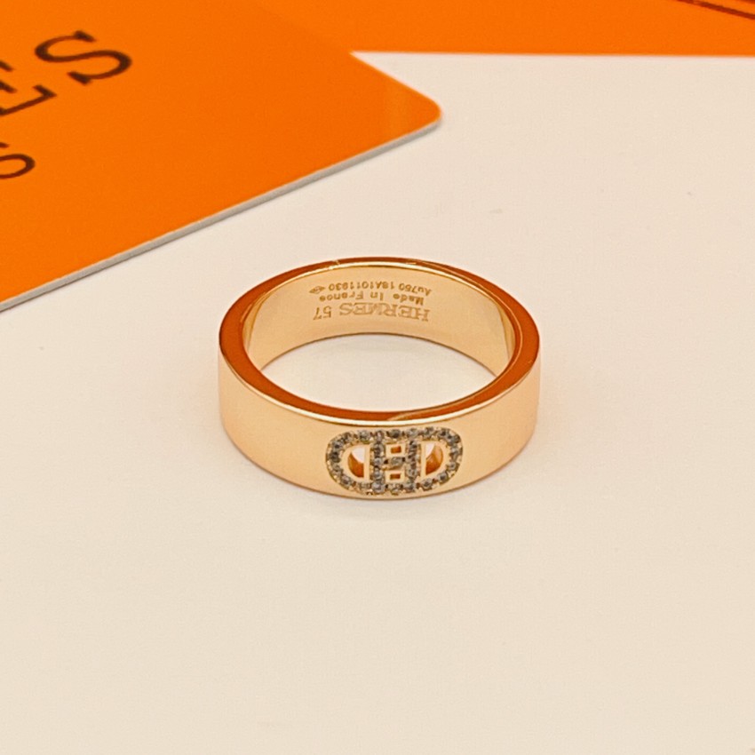 エルメス 格安 Hロゴリング ラインストーン装飾 コンビカラー仕様 口コミ多数_4