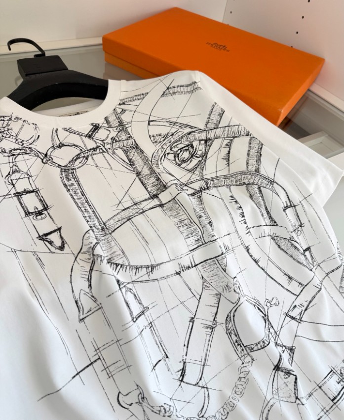 エルメス スーパーコピー 半袖Tシャツ グラフィックプリントデザイン 洗練モード 定番_6