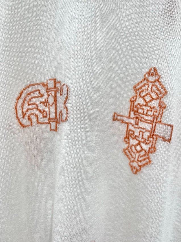 エルメス 本物級コピー Tシャツ 総柄刺繍デザイン 半袖トップス 通気 夏服_6