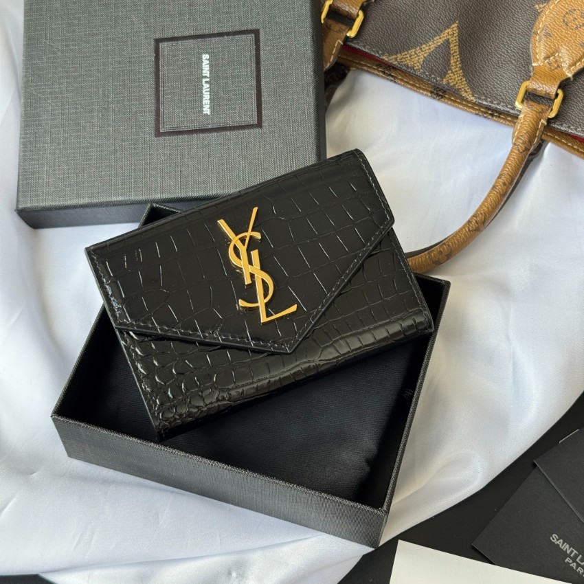サンローラン スーパーコピー フラップウォレット クロコ型押しレザー 高再現度 安心サイト_1