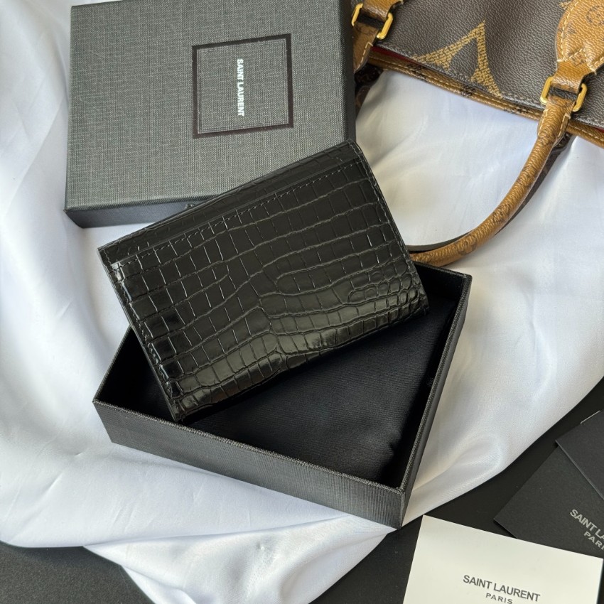 サンローラン スーパーコピー フラップウォレット クロコ型押しレザー 高再現度 安心サイト_2