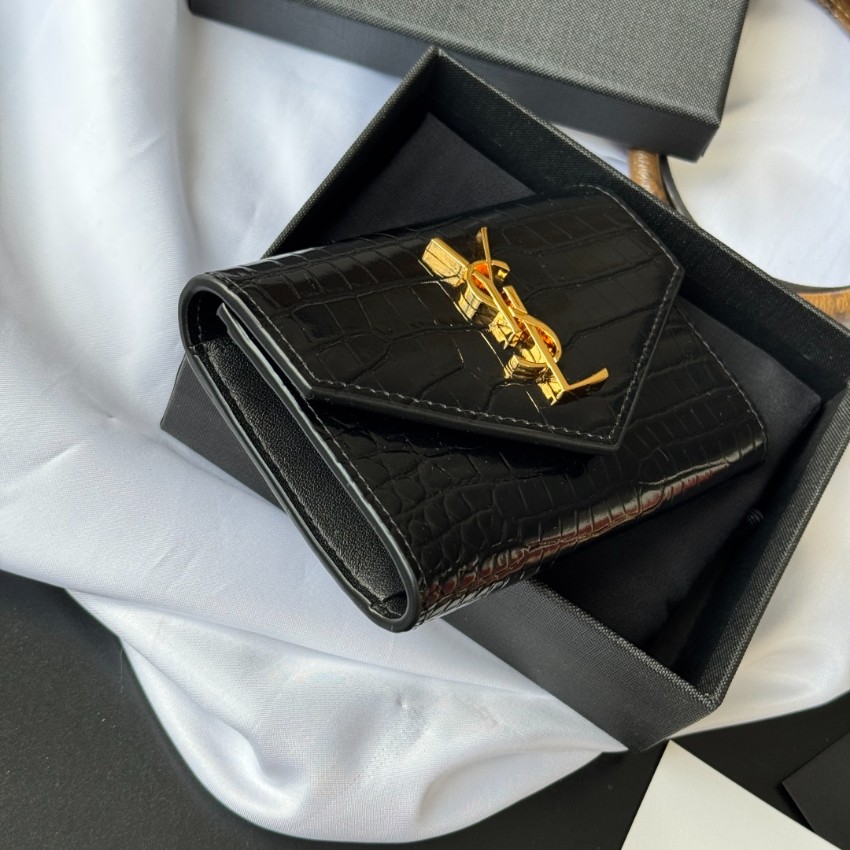 サンローラン スーパーコピー フラップウォレット クロコ型押しレザー 高再現度 安心サイト_4