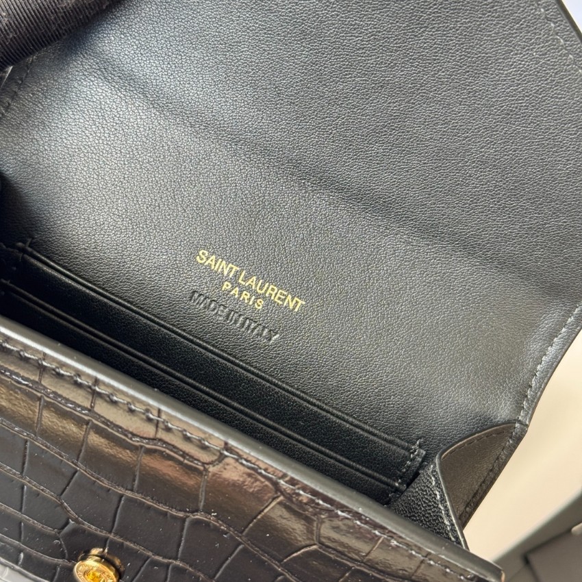 サンローラン スーパーコピー フラップウォレット クロコ型押しレザー 高再現度 安心サイト_8