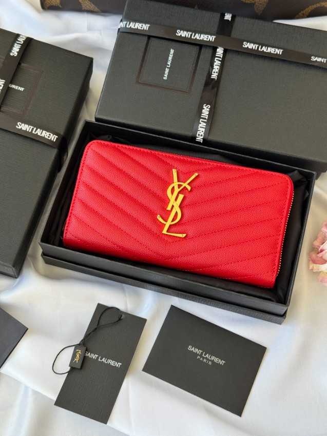 サンローラン スーパーコピー ラウンドファスナー長財布 キルティングレザー ゴールドロゴ 定番_1