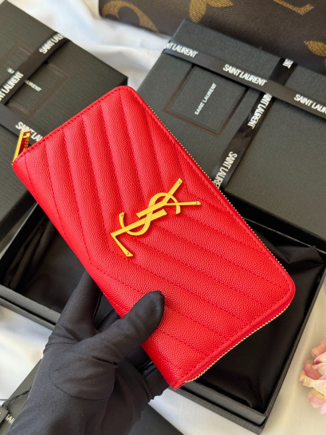 サンローラン スーパーコピー ラウンドファスナー長財布 キルティングレザー ゴールドロゴ 定番_4