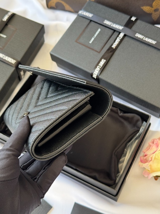 サンローラン ブランド コピー フラップ長財布 キルティングレザー ブラック金具 実店舗運営_4