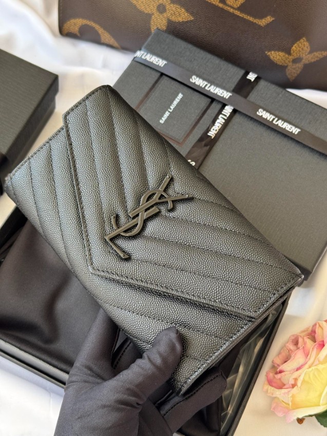 サンローラン ブランド コピー フラップ長財布 キルティングレザー ブラック金具 実店舗運営_8