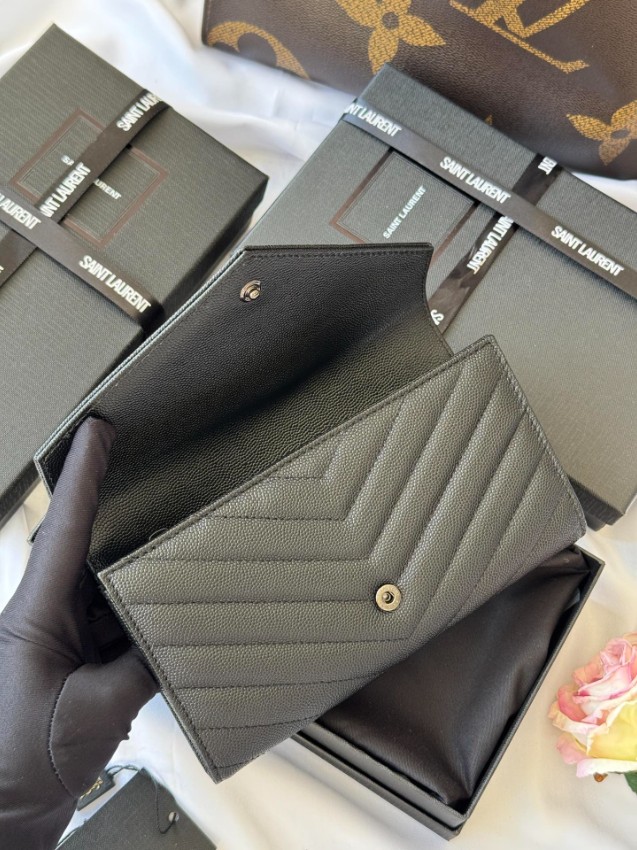 サンローラン ブランド コピー フラップ長財布 キルティングレザー ブラック金具 実店舗運営_9