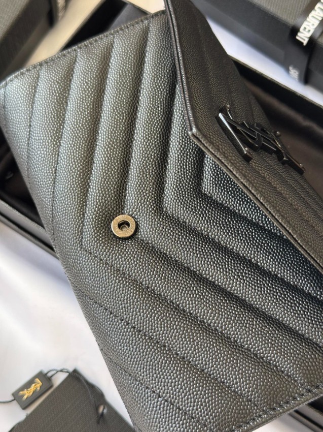 サンローラン ブランド コピー フラップ長財布 キルティングレザー ブラック金具 実店舗運営_5