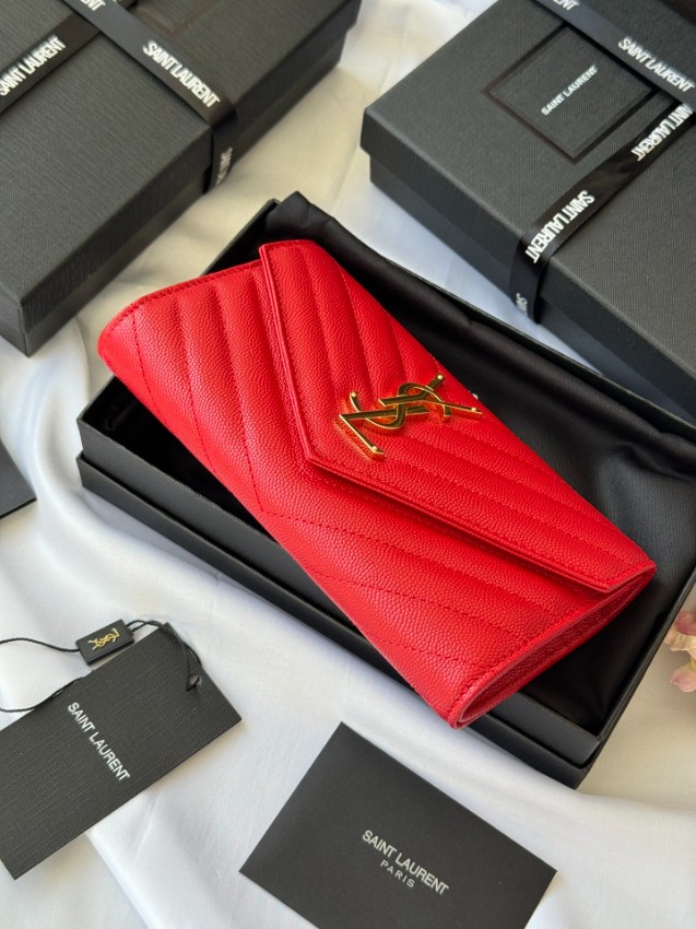サンローラン n級 フラップ長財布 キルティングレザー ゴールドロゴ 高品質_3