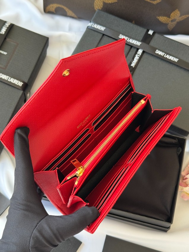 サンローラン n級 フラップ長財布 キルティングレザー ゴールドロゴ 高品質_6