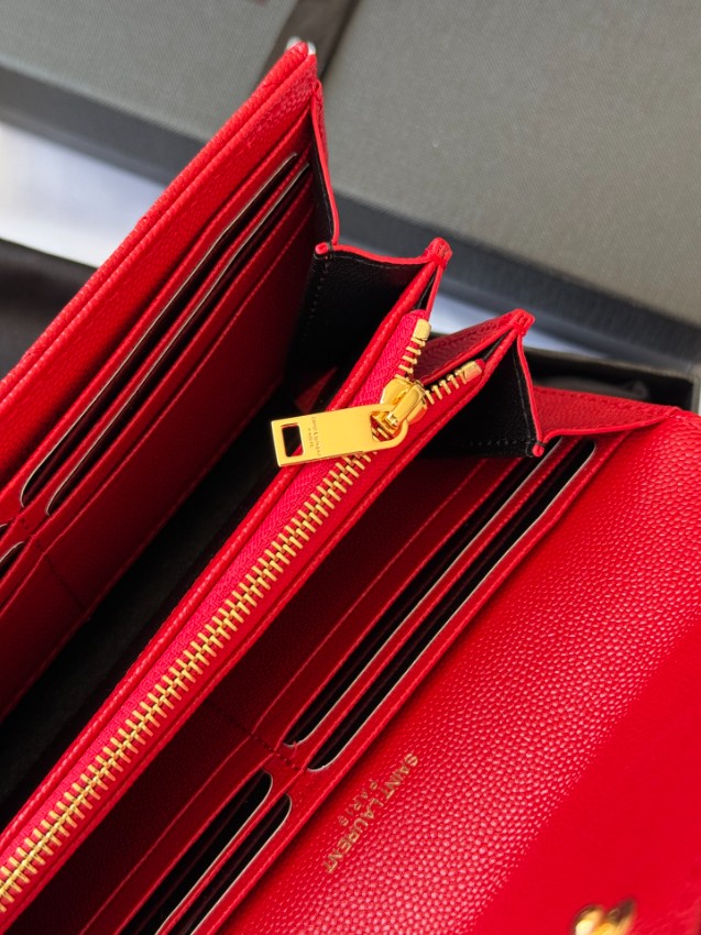 サンローラン n級 フラップ長財布 キルティングレザー ゴールドロゴ 高品質_8