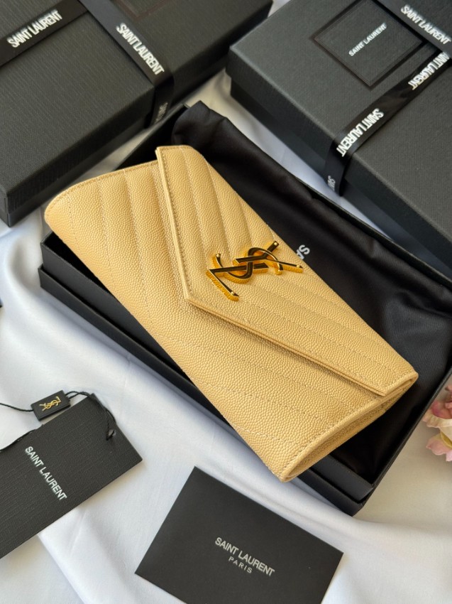 サンローラン ハイブランド フラップ長財布 キルティングレザー ゴールドロゴ 高再現度_3