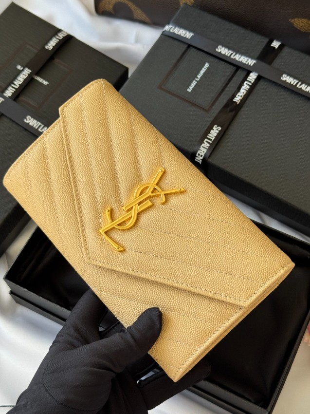 サンローラン ハイブランド フラップ長財布 キルティングレザー ゴールドロゴ 高再現度_5