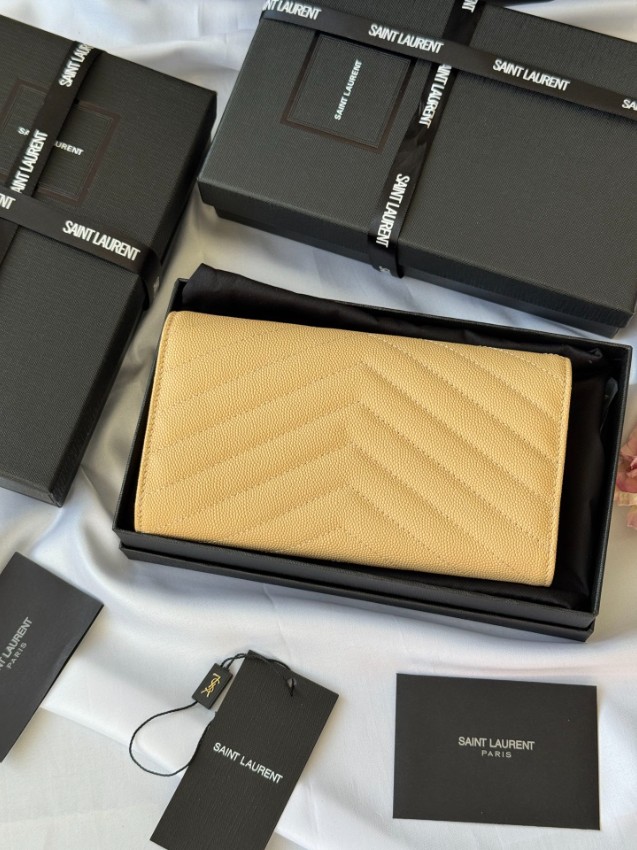 サンローラン ハイブランド フラップ長財布 キルティングレザー ゴールドロゴ 高再現度_2