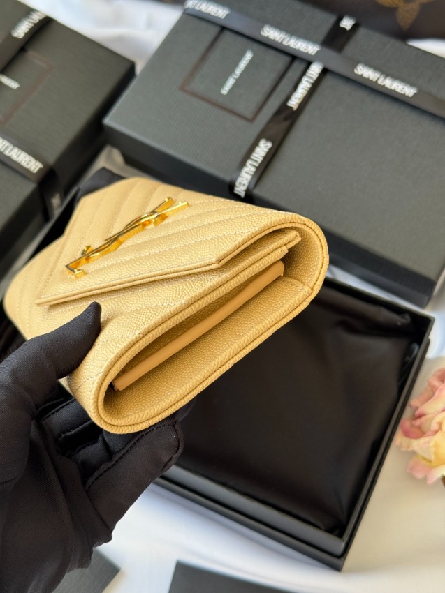 サンローラン ハイブランド フラップ長財布 キルティングレザー ゴールドロゴ 高再現度_4