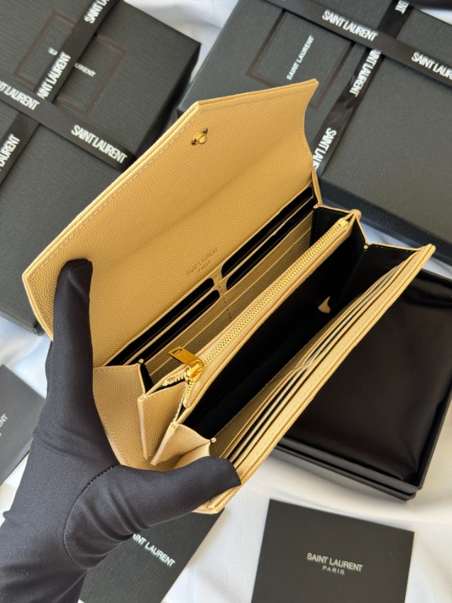 サンローラン ハイブランド フラップ長財布 キルティングレザー ゴールドロゴ 高再現度_6