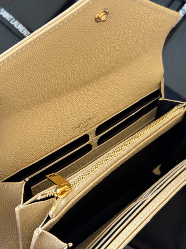 サンローラン ハイブランド フラップ長財布 キルティングレザー ゴールドロゴ 高再現度_7